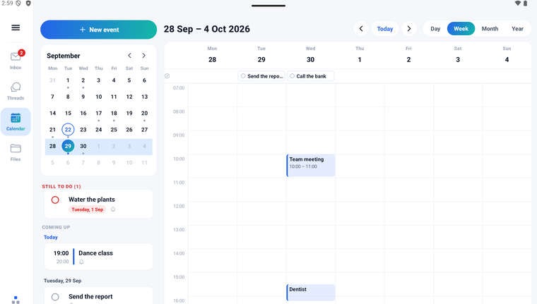 A week and the tasks beside it
